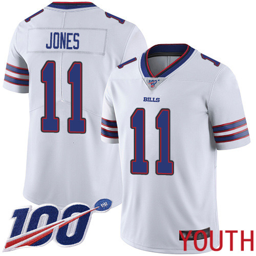 Youth Buffalo Bills #11 Zay Jones White Vapor Untouchable Limited Player 100th Season NFL Jersey->youth nfl jersey->Youth Jersey